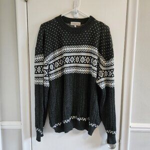 Hardwood & Pine Men's Size 1X Knit Sweater Holiday Festive Gray & White